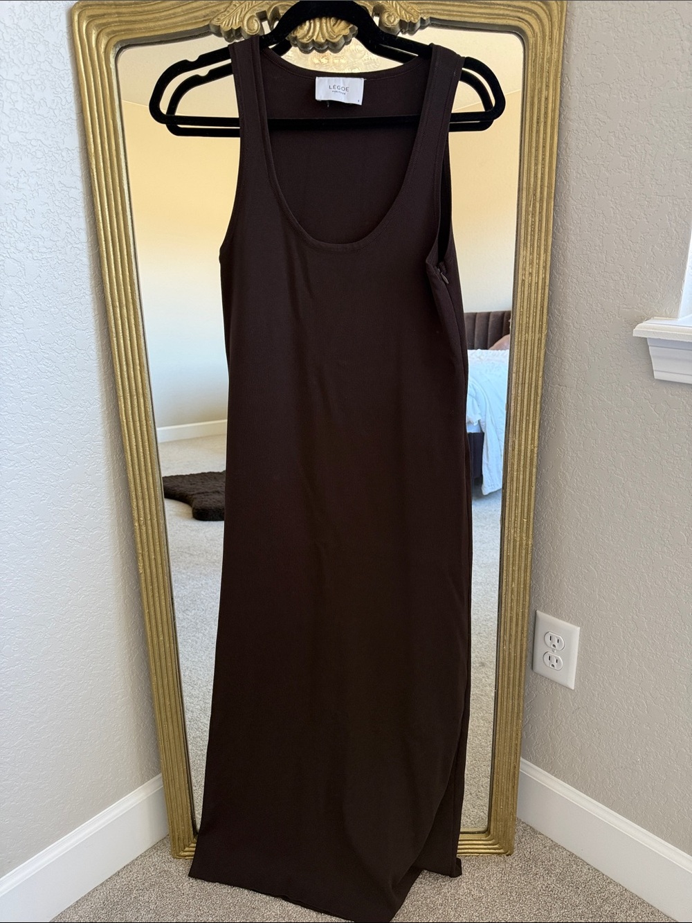 Brown Scoop Neck Maxi Dress
